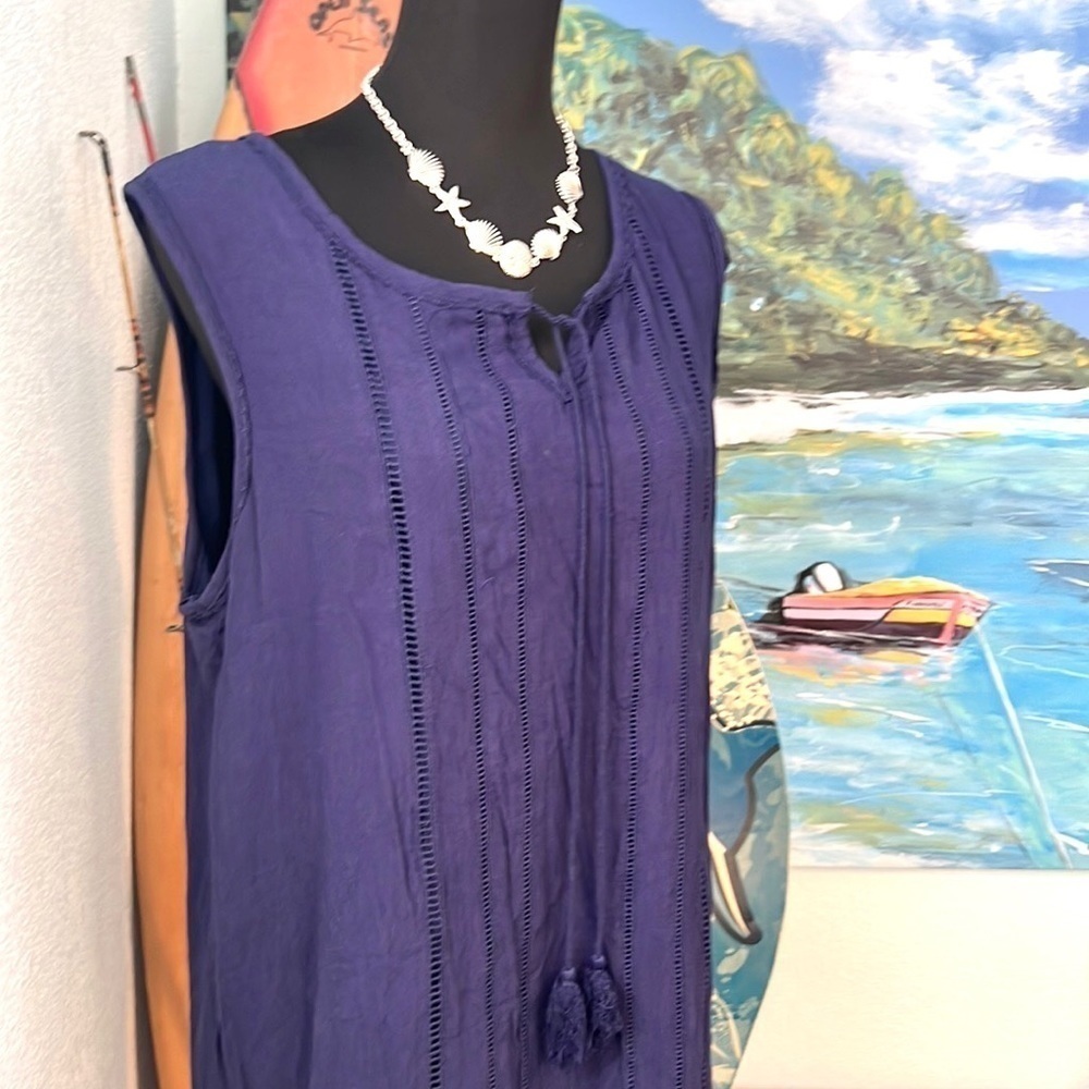 ⭐️Haani, Navy Casual Dress, Tasseled,Completely Lined, Excellent Condition, PXL - Picture 6 of 9